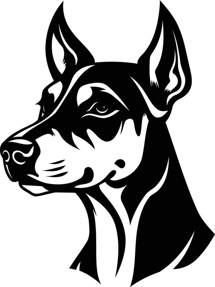 A black and white doberman dog head on a white background vector