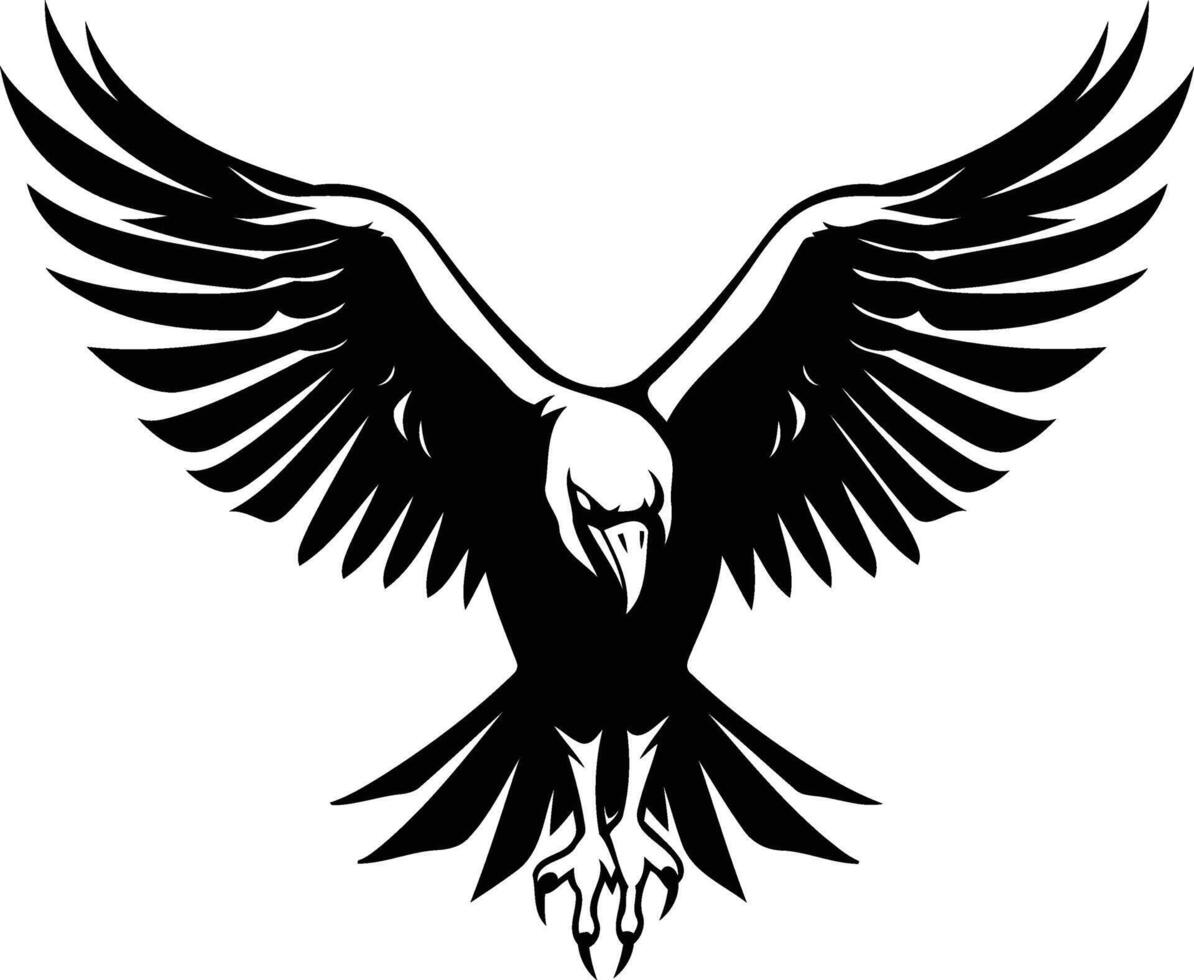 A black and white bird with wings spread out vector