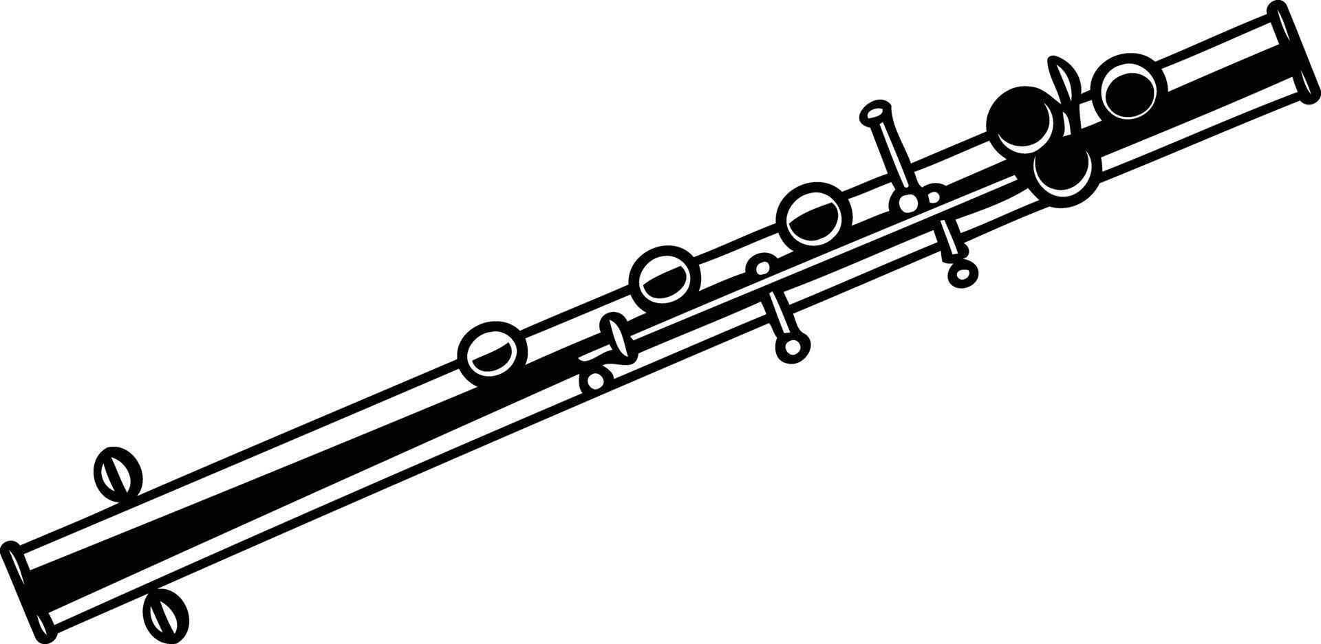 A black and white drawing of a flute vector