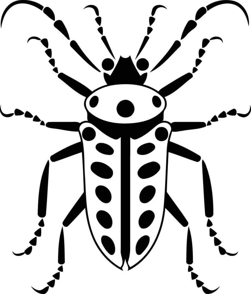 A black and white beetle with dots on its body vector