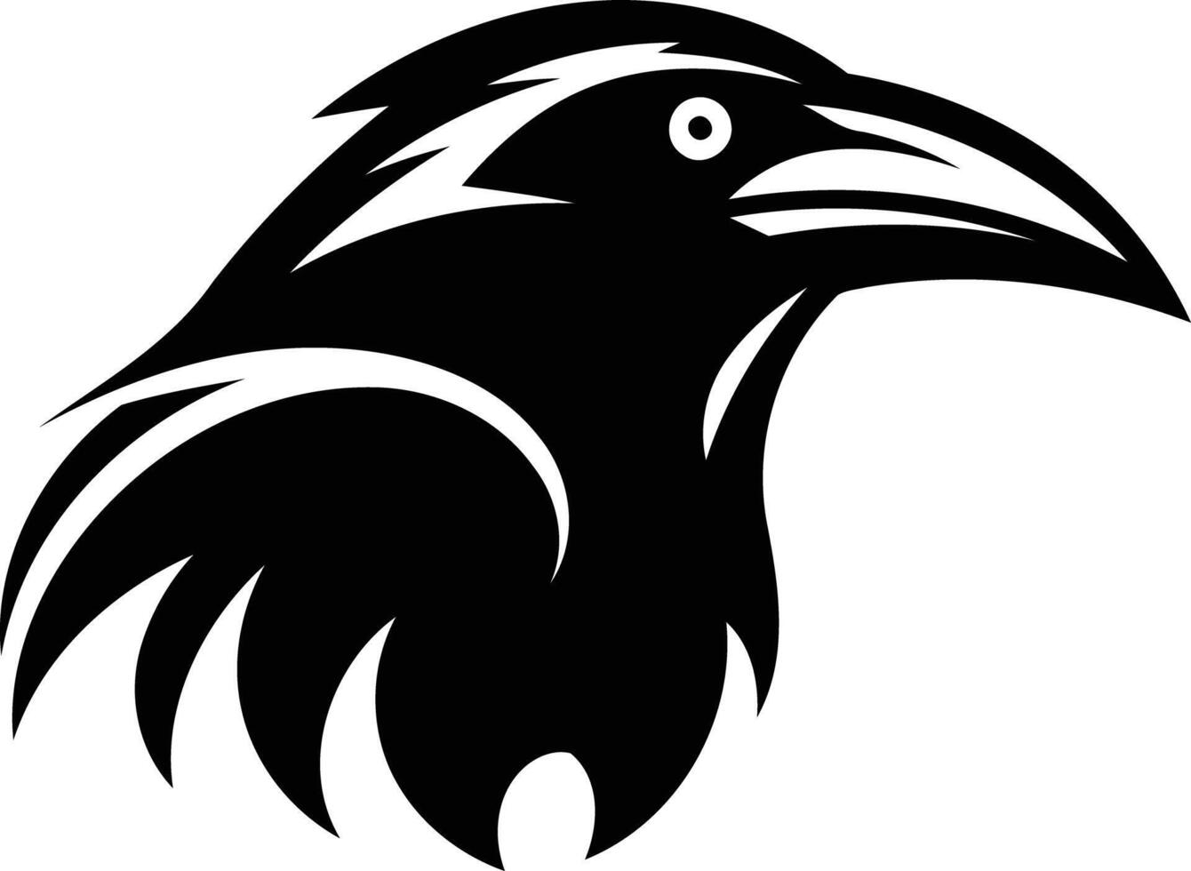 A black and white raven head on a white background vector