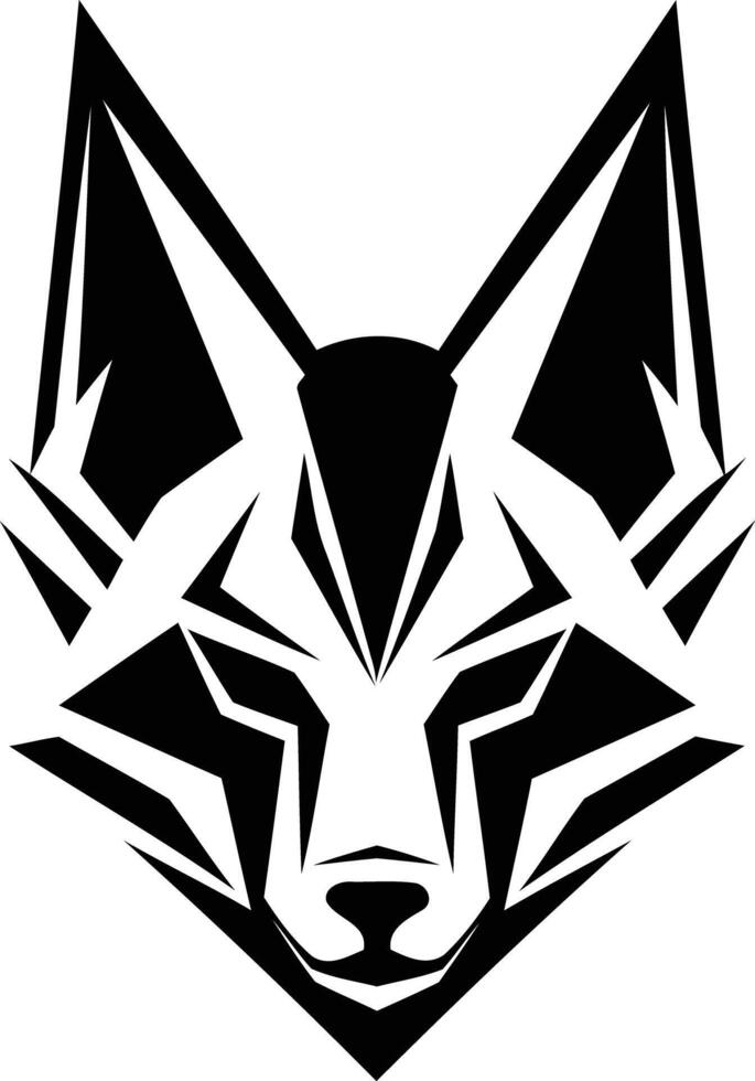A black and white fox head on a white background vector