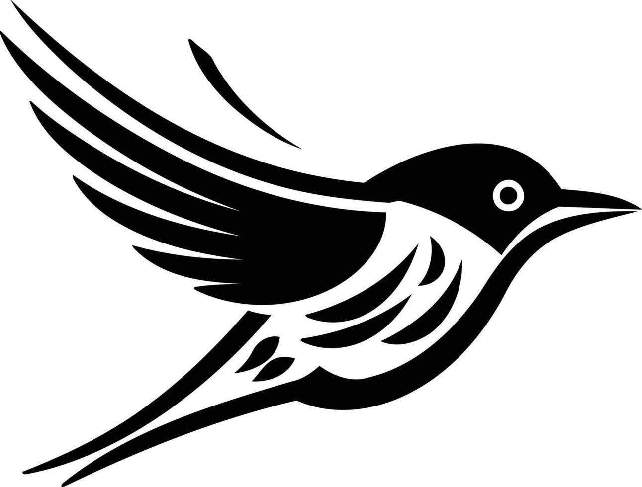 A black and white bird flying in the air vector