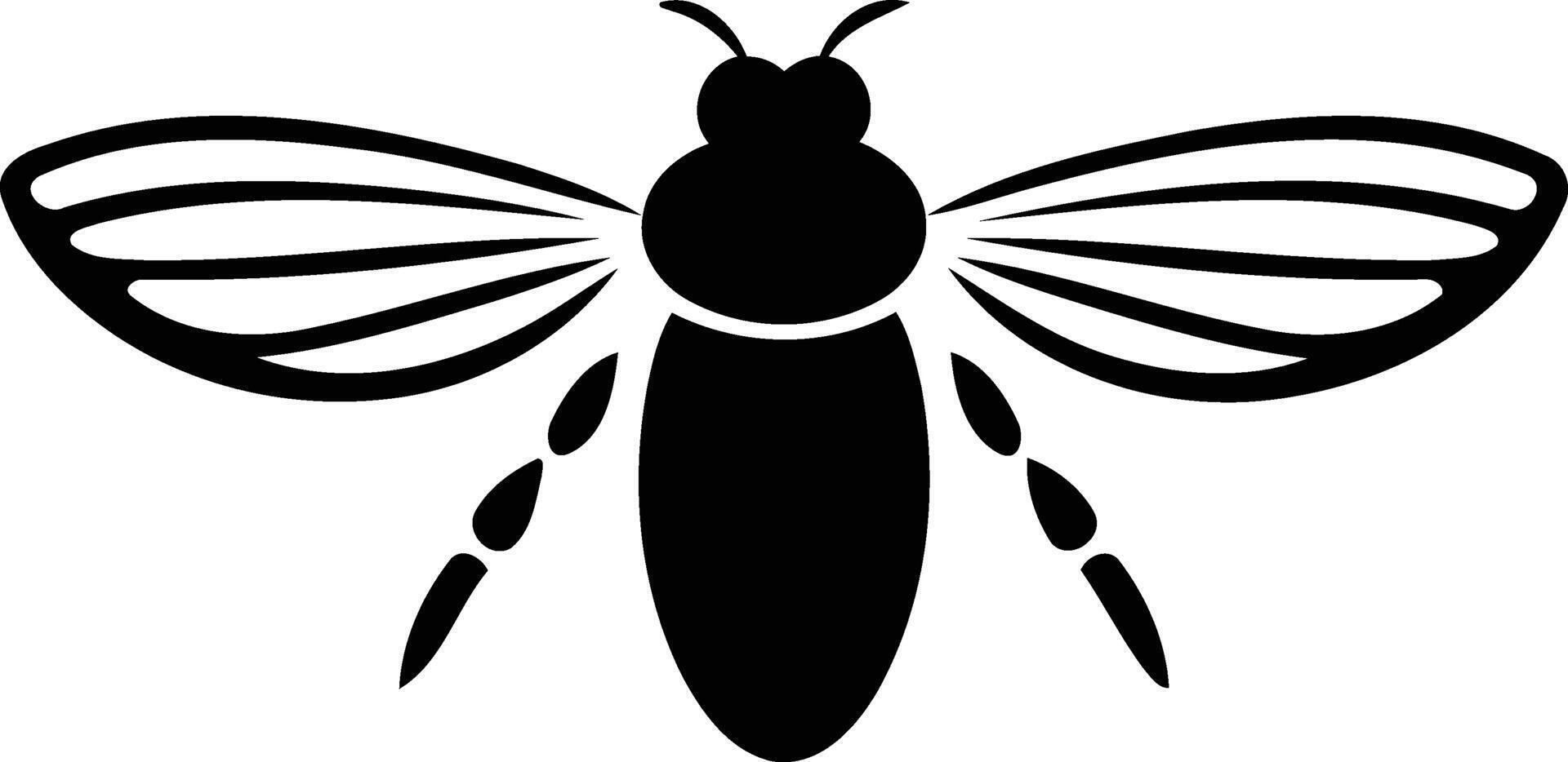 A black and white silhouette of a bee vector