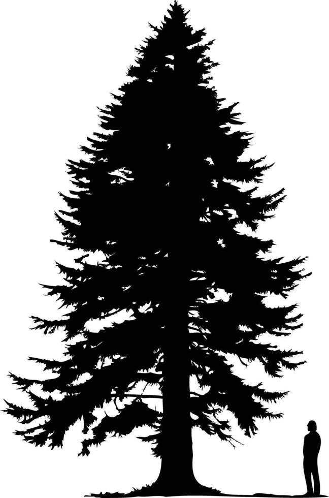 A silhouette of a man standing next to a large tree vector