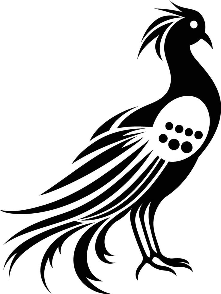 A black and white silhouette of a bird vector