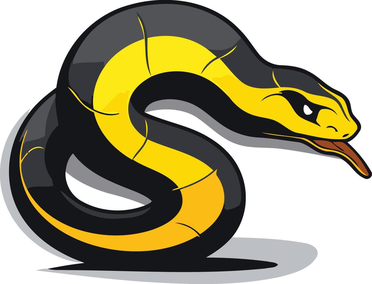 A cartoon snake with yellow and black stripes vector