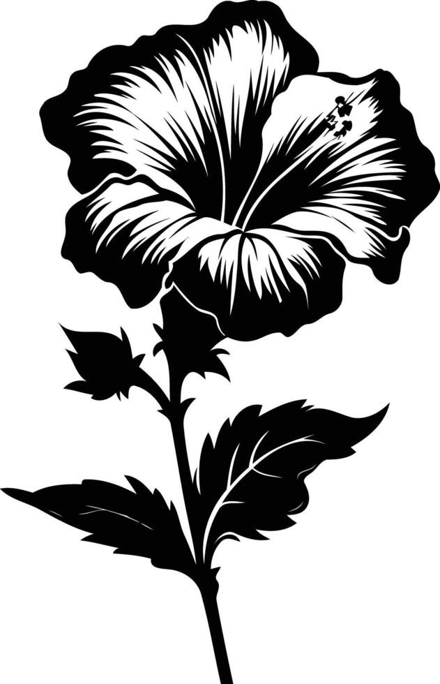 Black and white hibiscus flower clip art vector