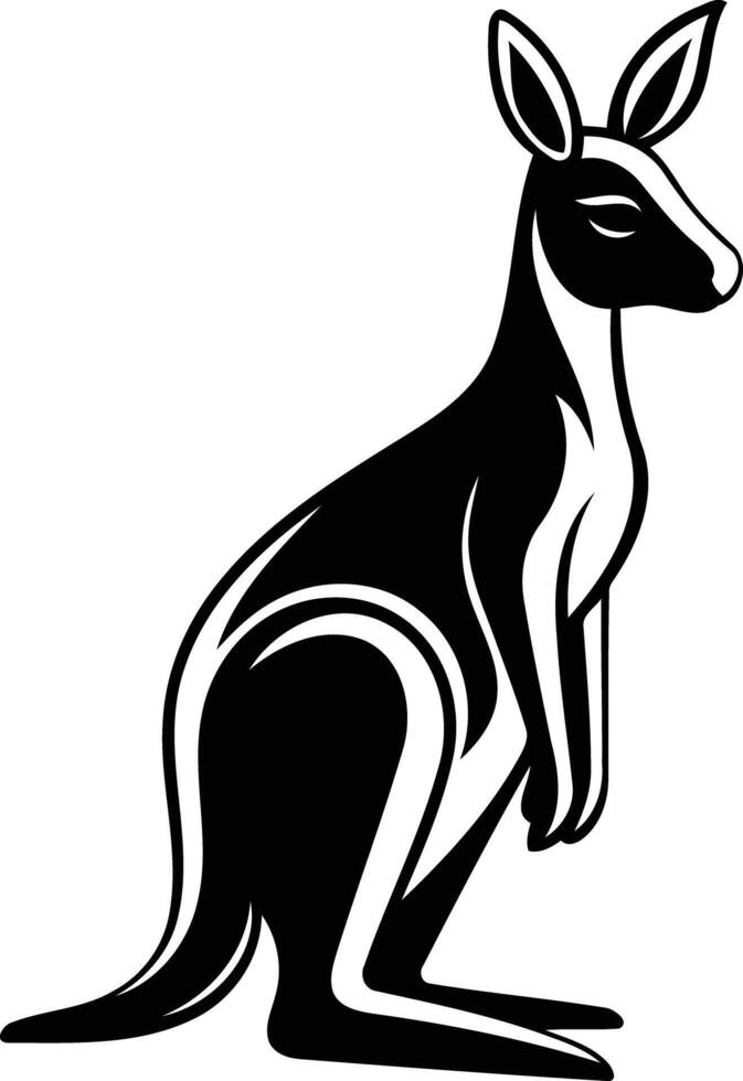 A black and white kangaroo on a white background vector