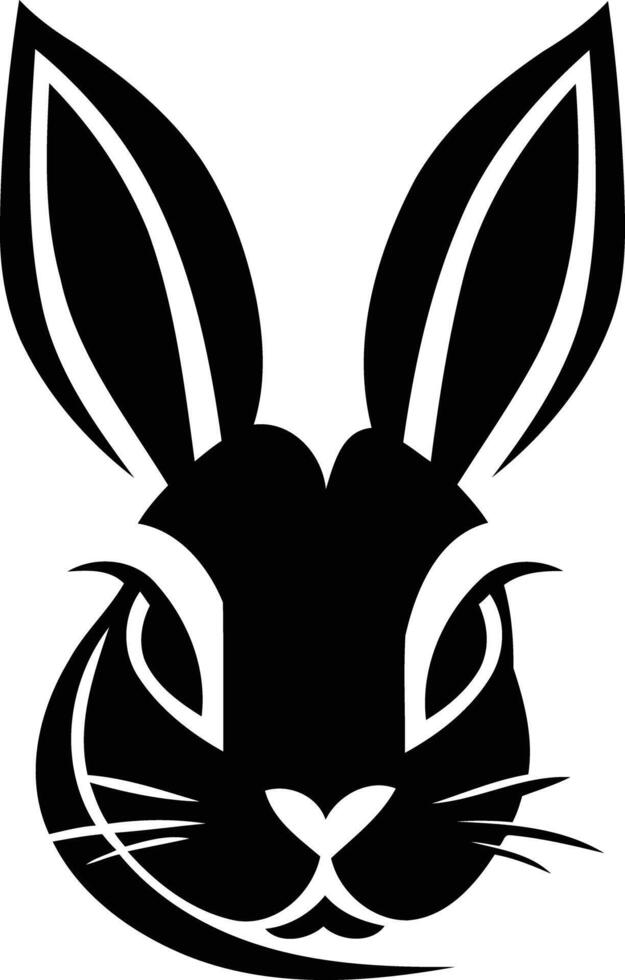 A black and white rabbit head on a white background vector