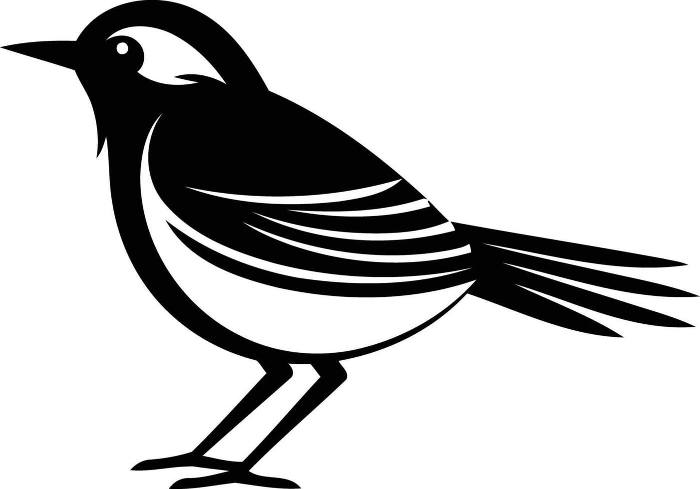 Black and white bird silhouette on white background vector