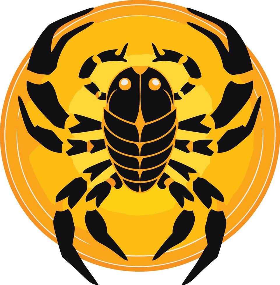 A scorpion is shown in a yellow circle vector