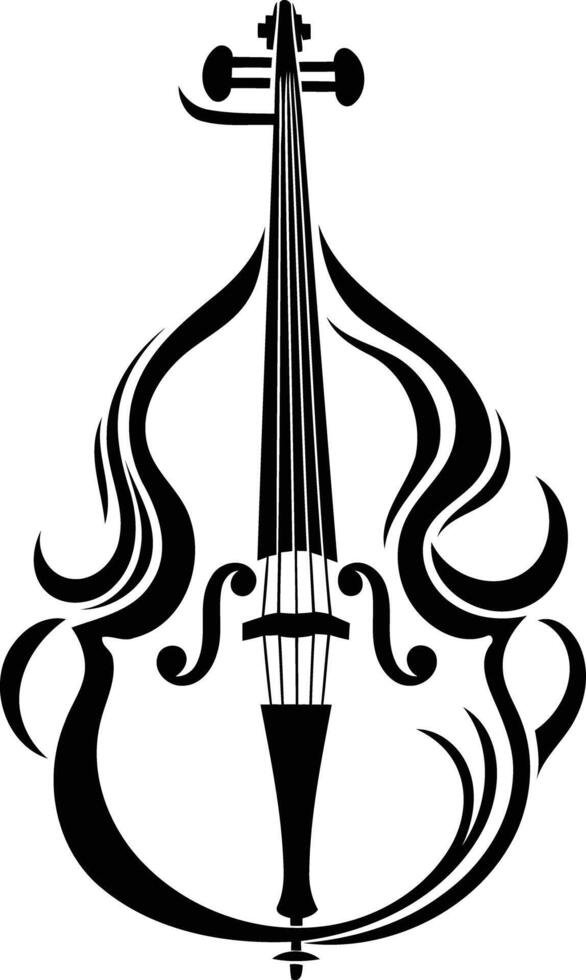A violin and bow silhouette vector