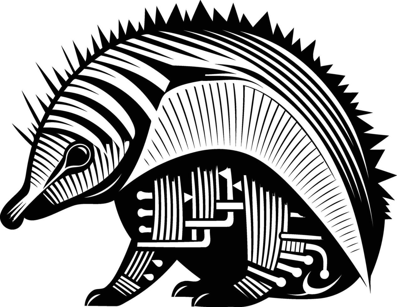 An armadillo with tribal patterns on its body vector