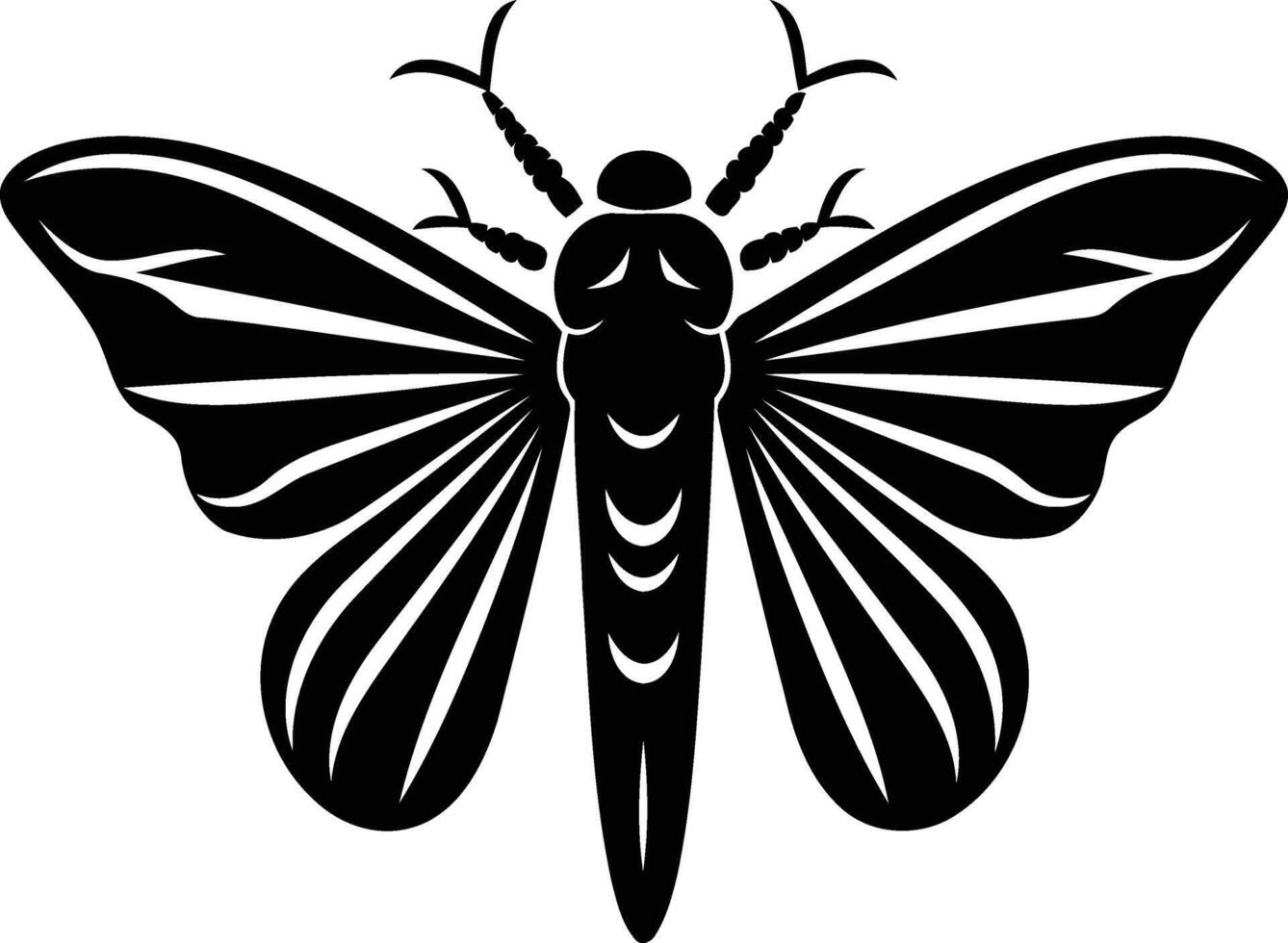 A black and white silhouette of a butterfly vector