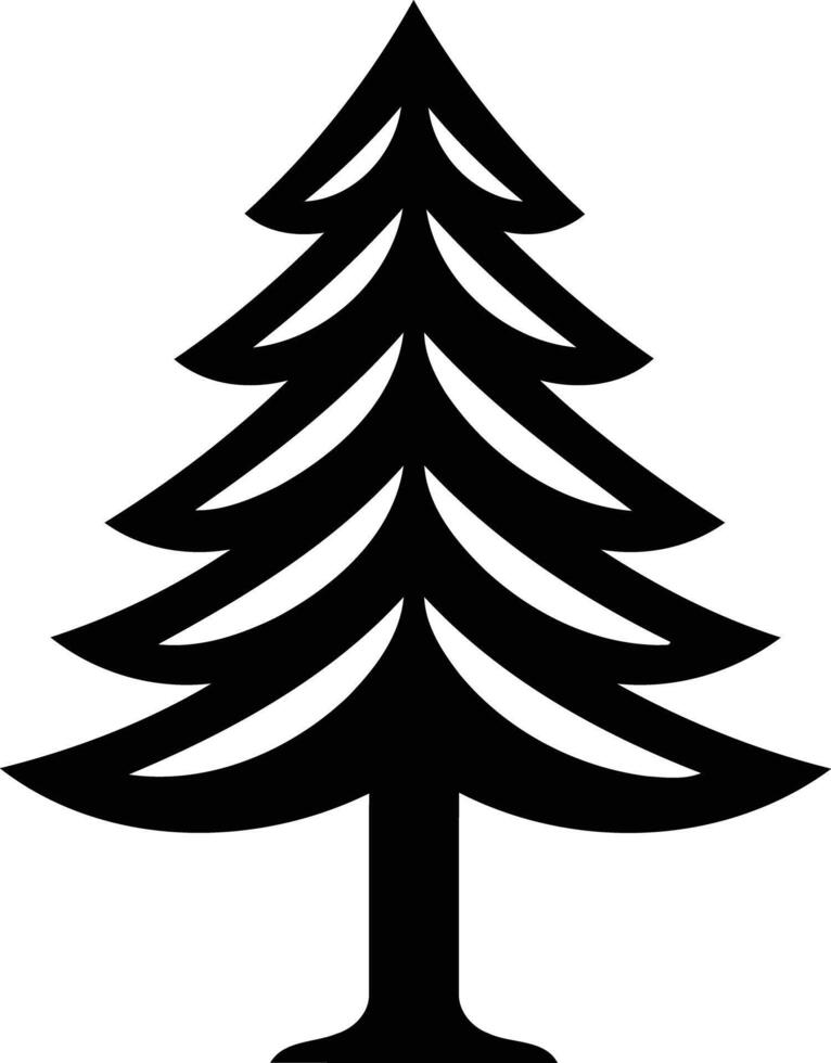 A pine tree silhouette on a white background vector