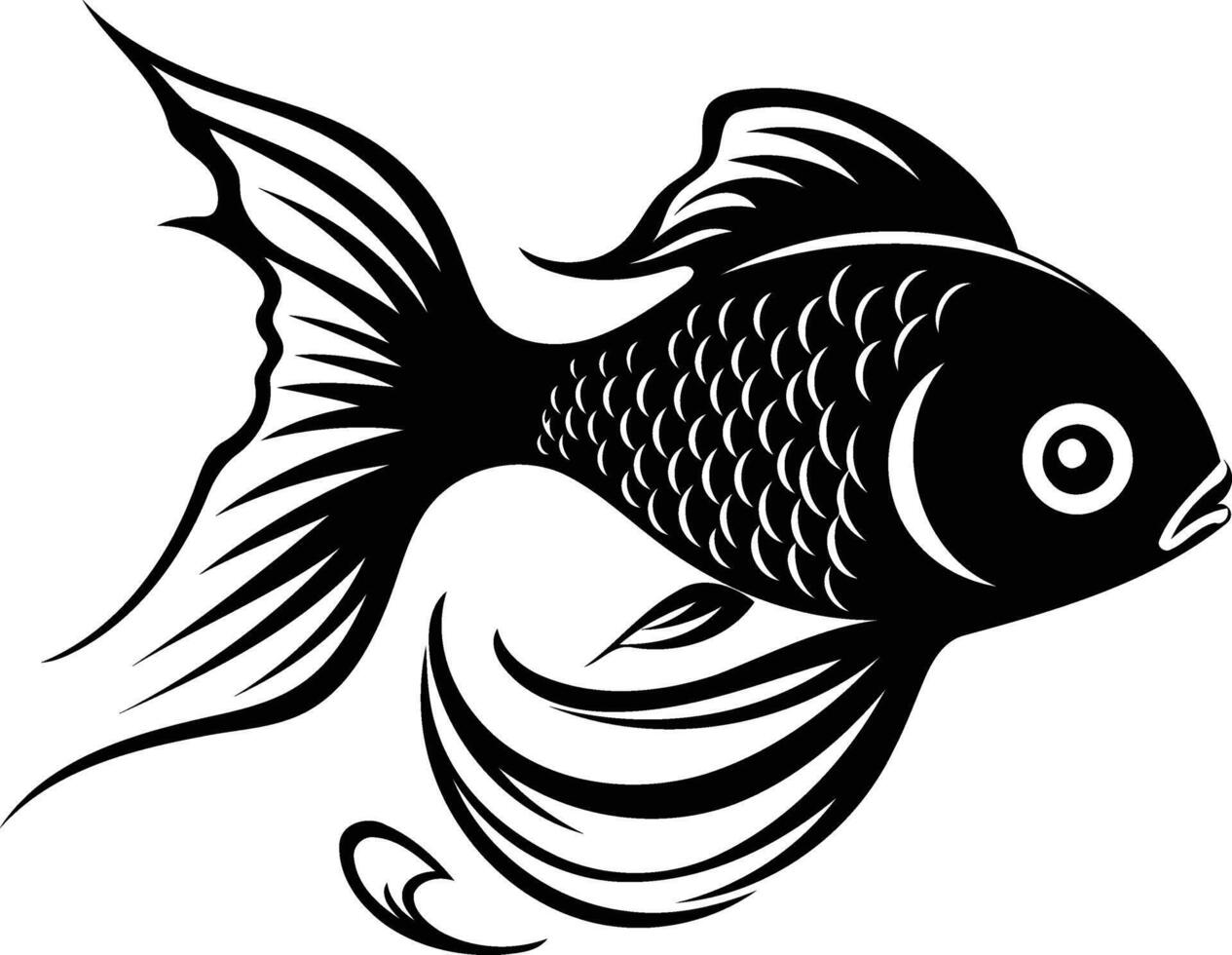 A black and white fish on a white background vector