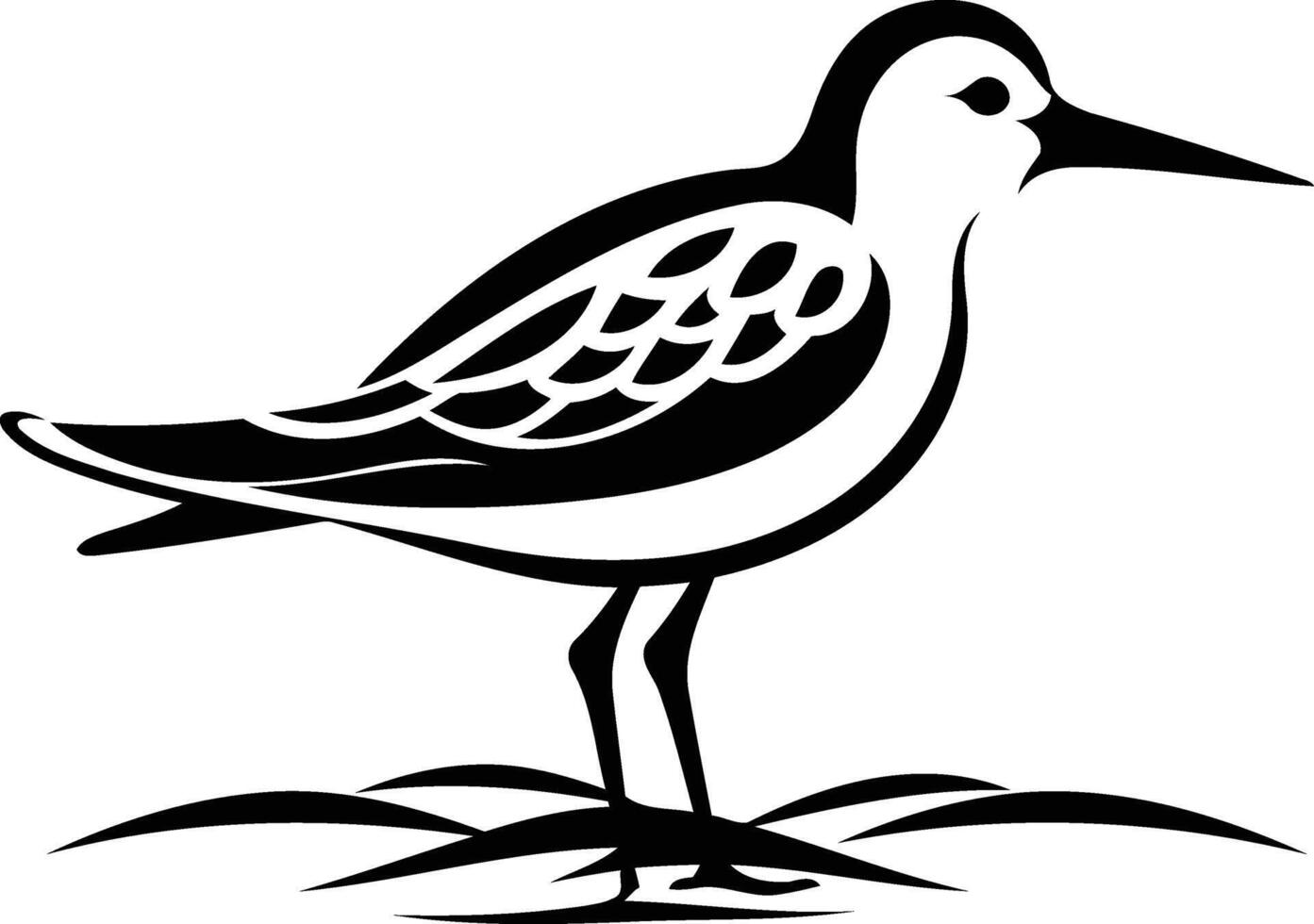 Black and white drawing of a bird vector
