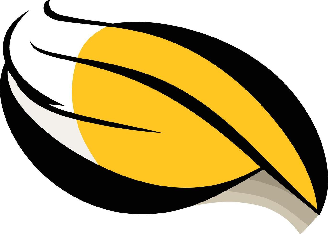 A yellow and black leaf with a black and white background vector
