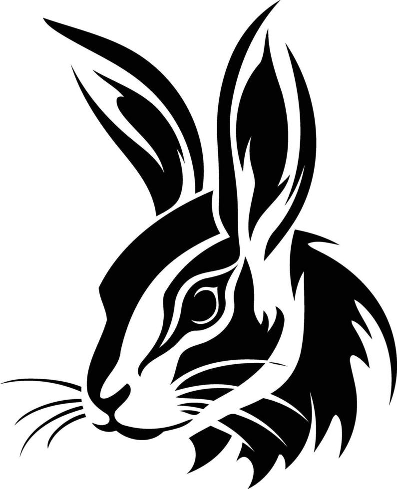 A black and white rabbit head on a white background vector