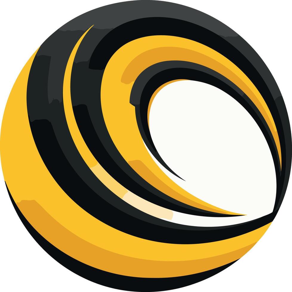 A yellow and black circular logo vector