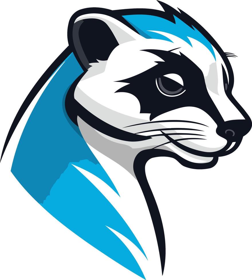 A blue and white badger head vector