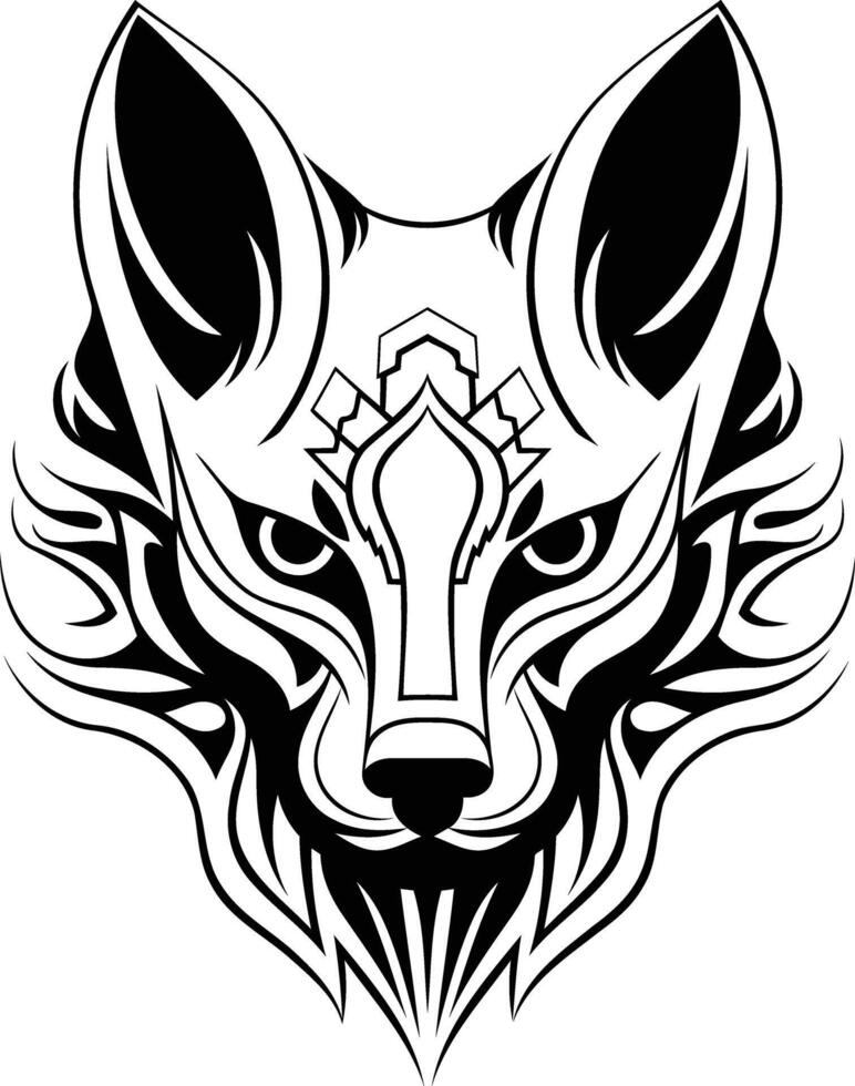 Tribal fox head tattoo design vector