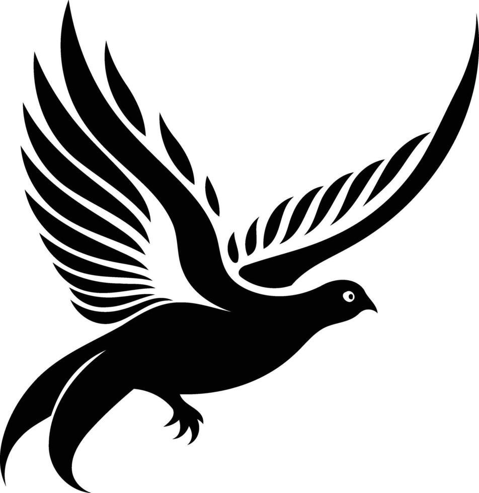 A black and white silhouette of a bird vector