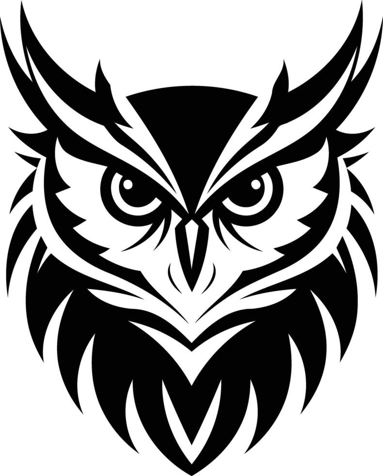 An owl head with a black and white design vector