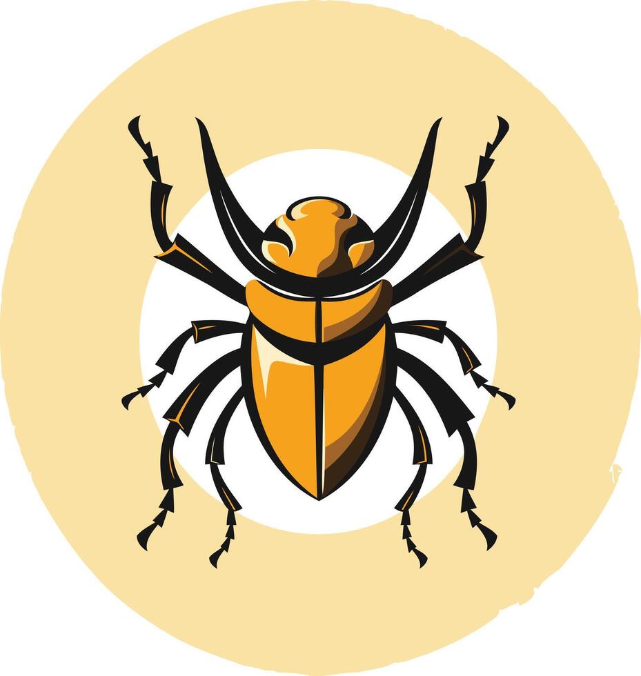 A beetle with black and yellow stripes on its back vector