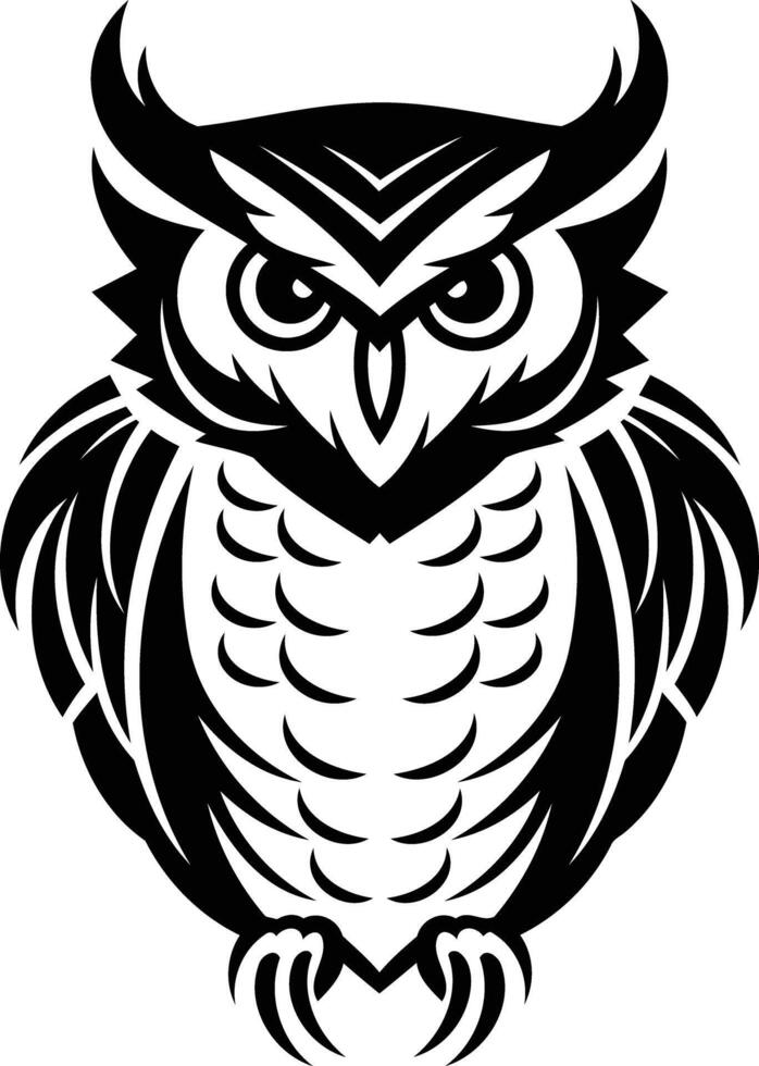 An owl head with a black and white design vector