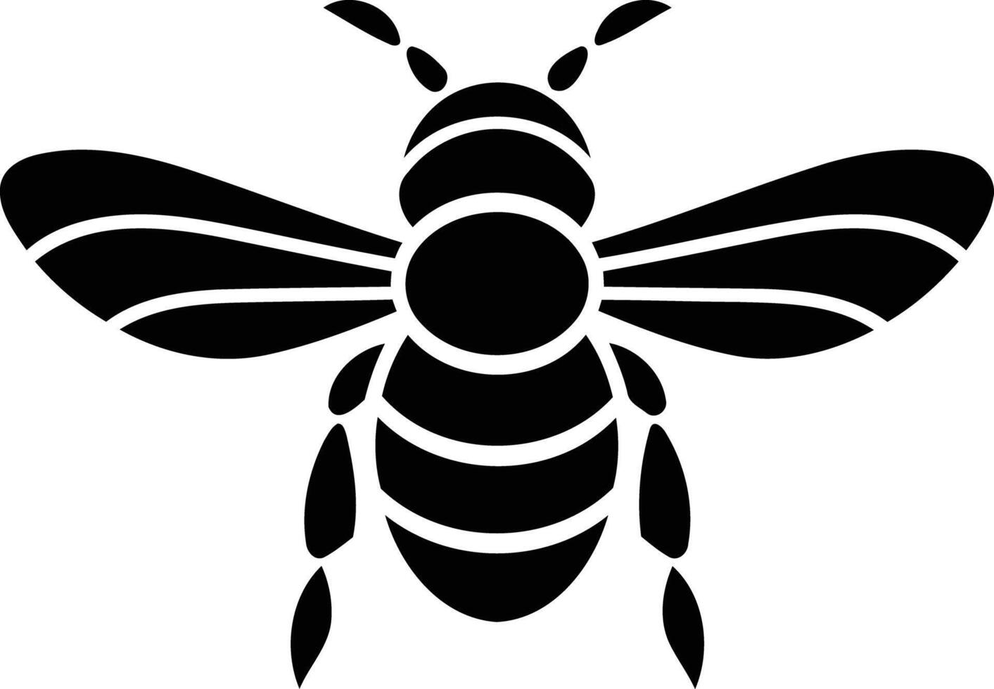 A black and white silhouette of a bee vector