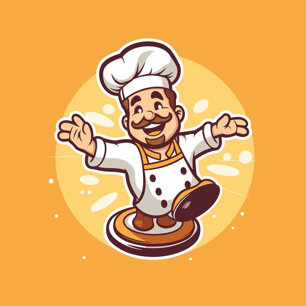 Chef cartoon character with a hat and a knife vector