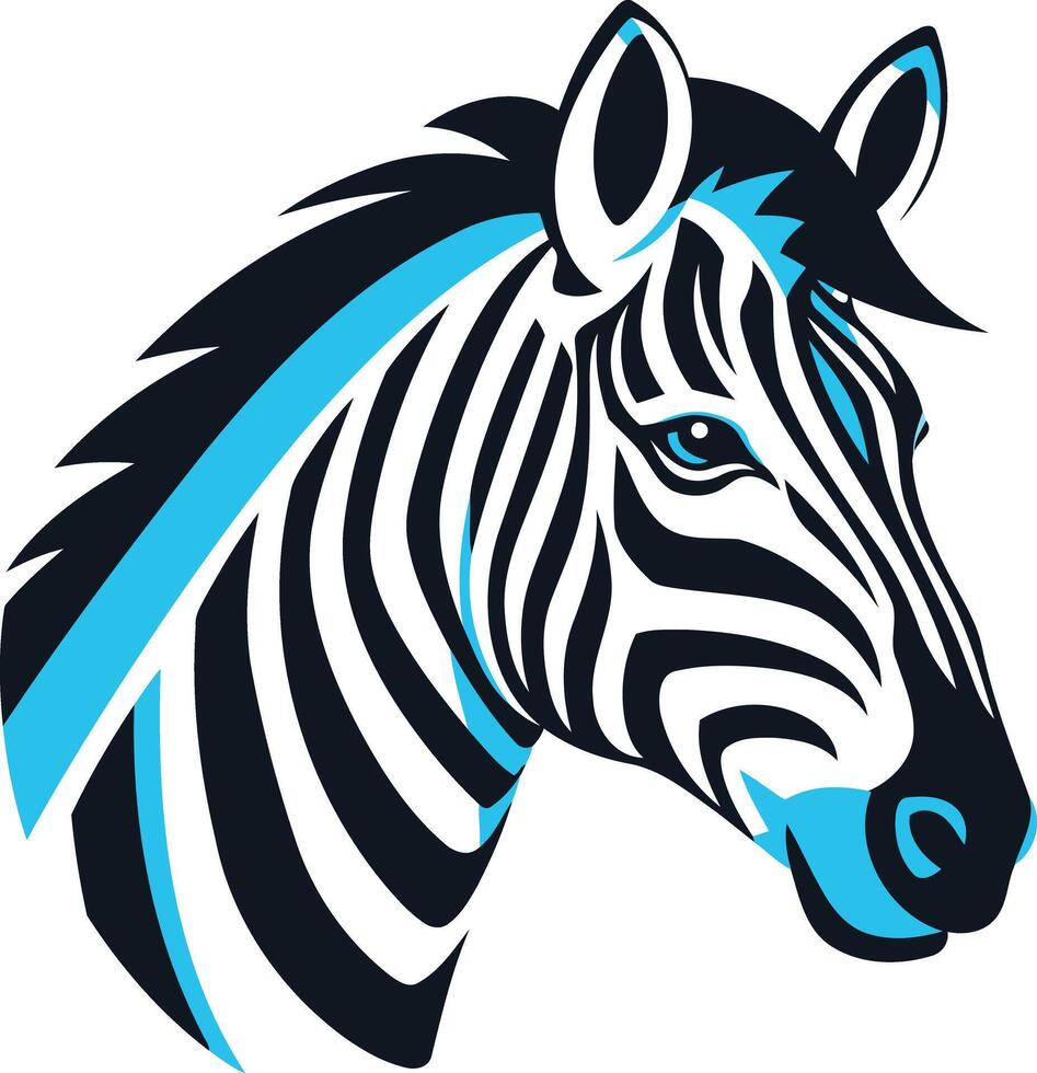 A zebra head with blue stripes on it vector