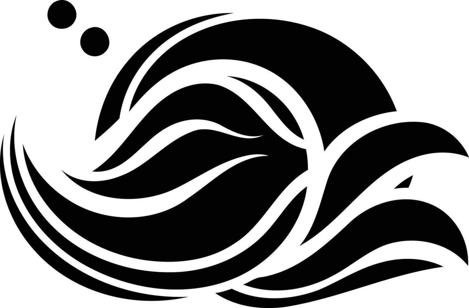 A black and white logo of a wave vector