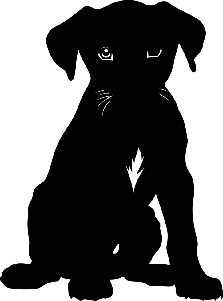 Black and white silhouette of a puppy sitting vector