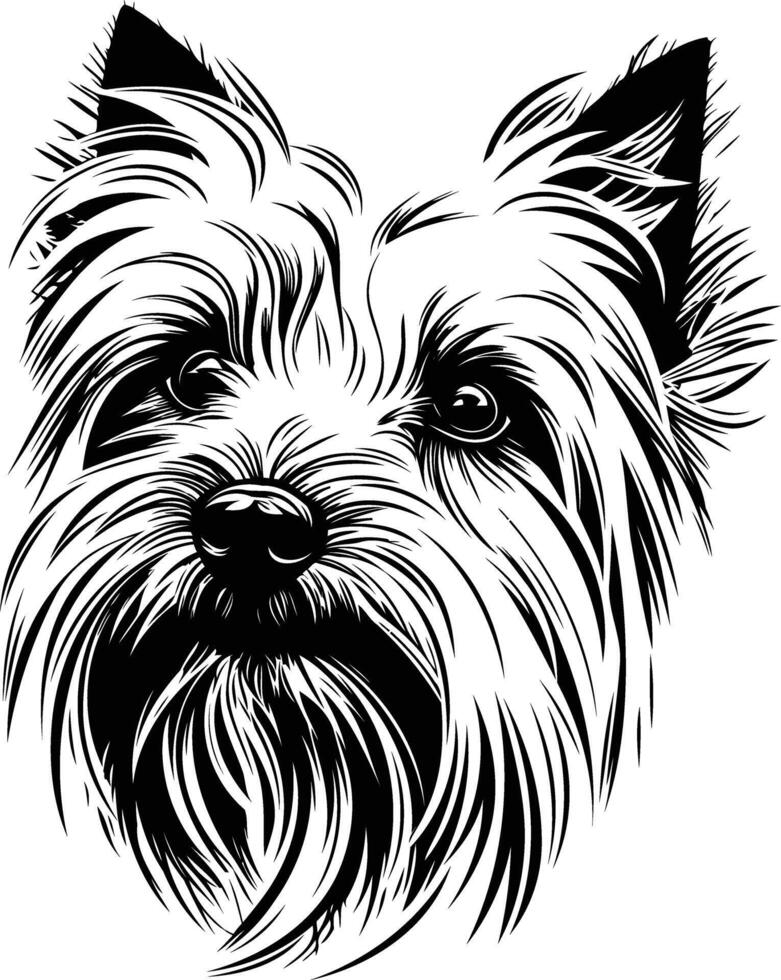 A black and white drawing of a dog's head vector