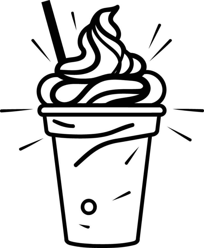 Ice cream drink coloring page vector