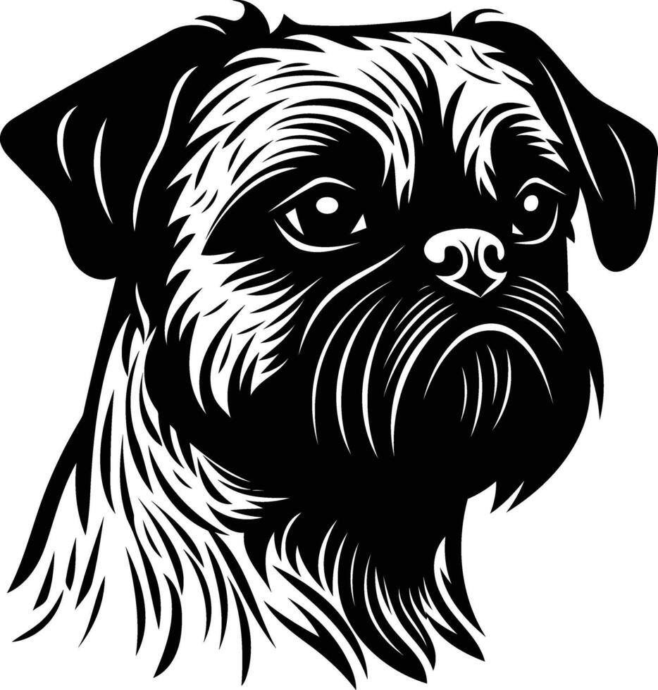 A black and white drawing of a dog's head vector