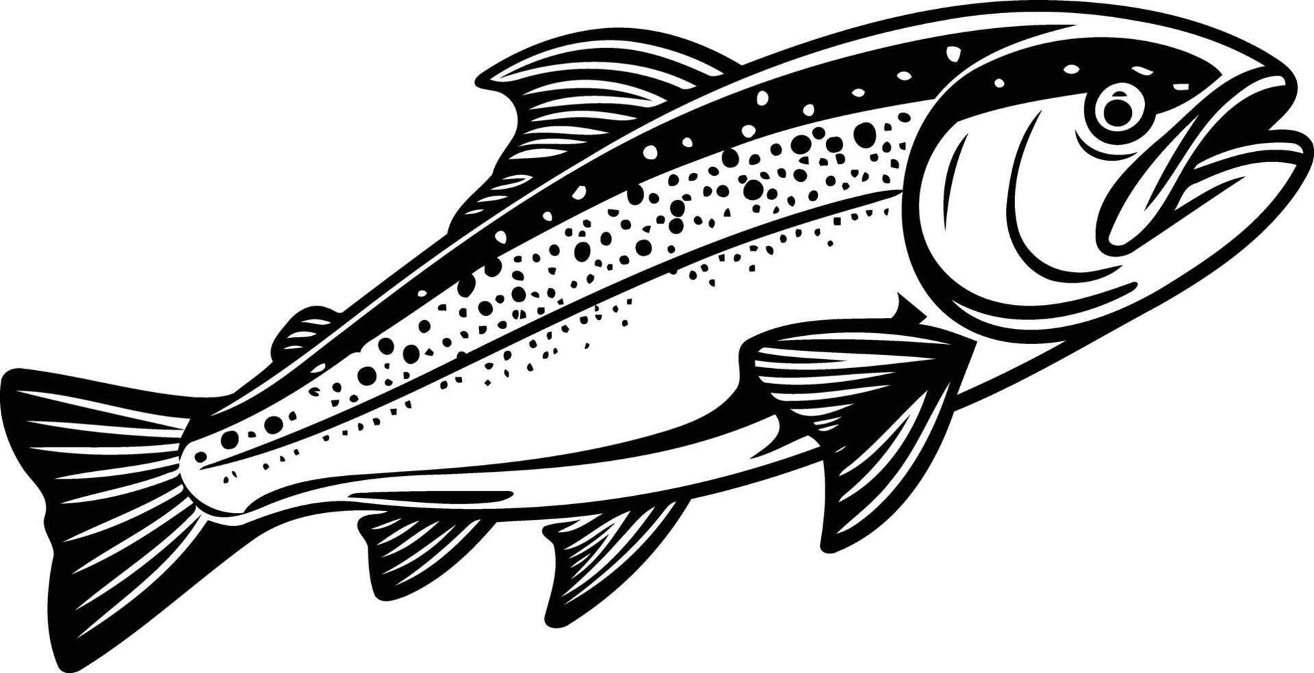 A fish with a black and white outline vector