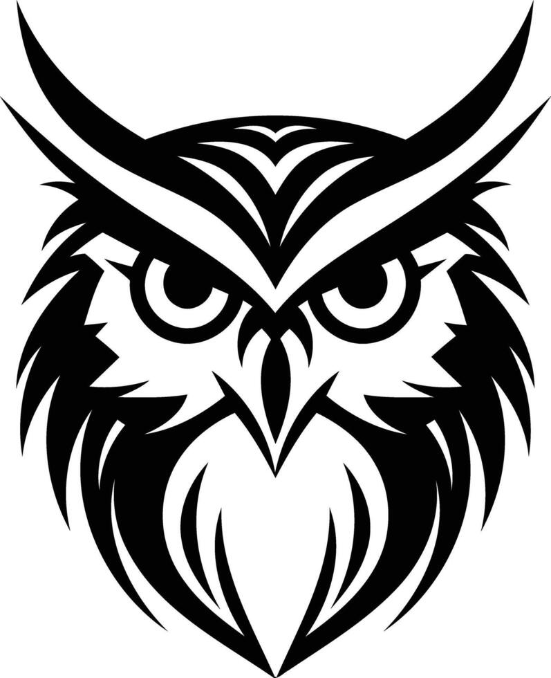 An owl head with a black and white design vector