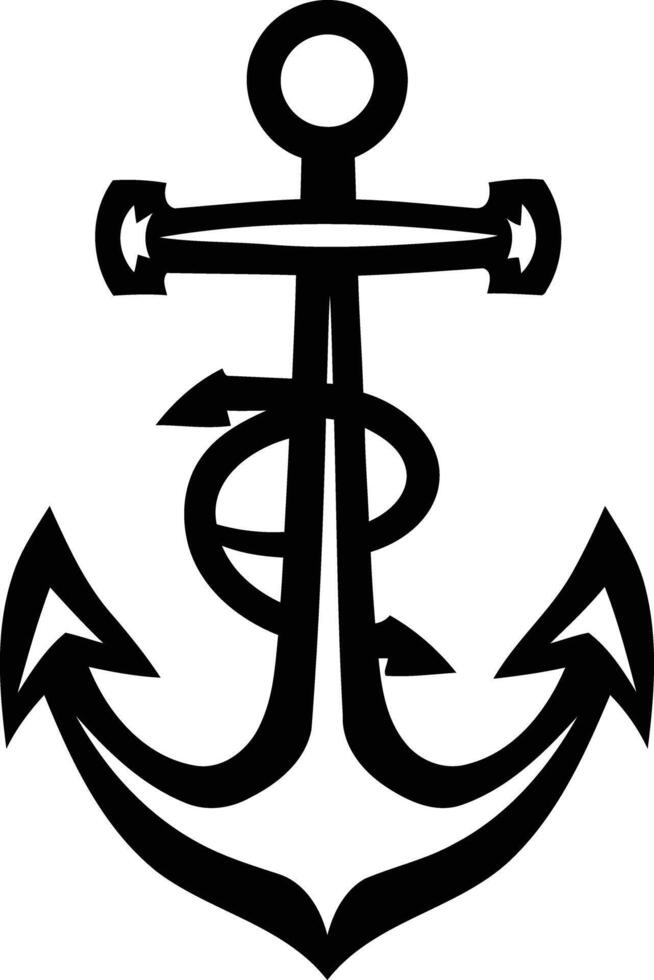 An anchor with a black outline on a white background vector