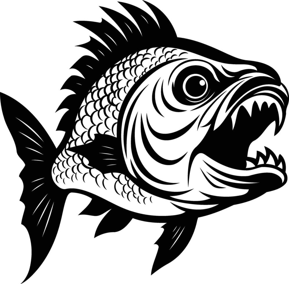 A fish with sharp teeth and a big mouth vector