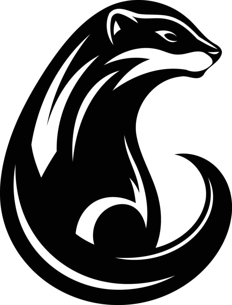 A black and white logo of a badger vector