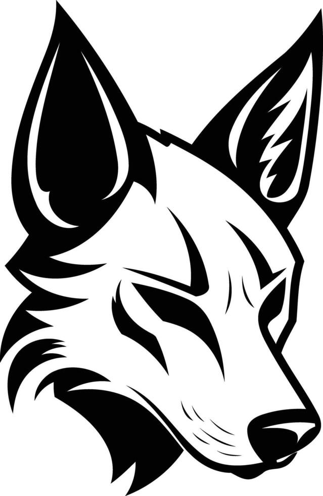 A black and white fox head on a white background vector