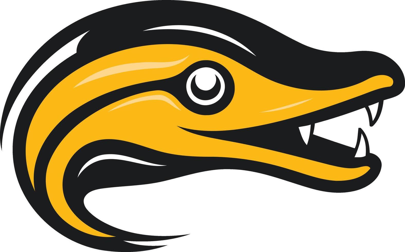 A yellow and black snake head with its mouth open vector