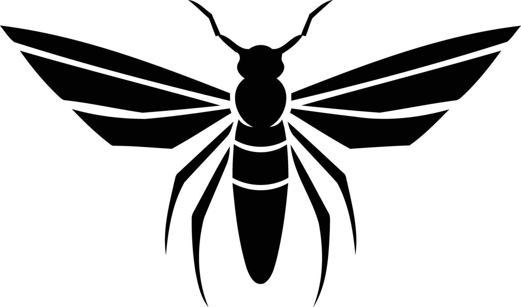 A black and white insect with wings vector
