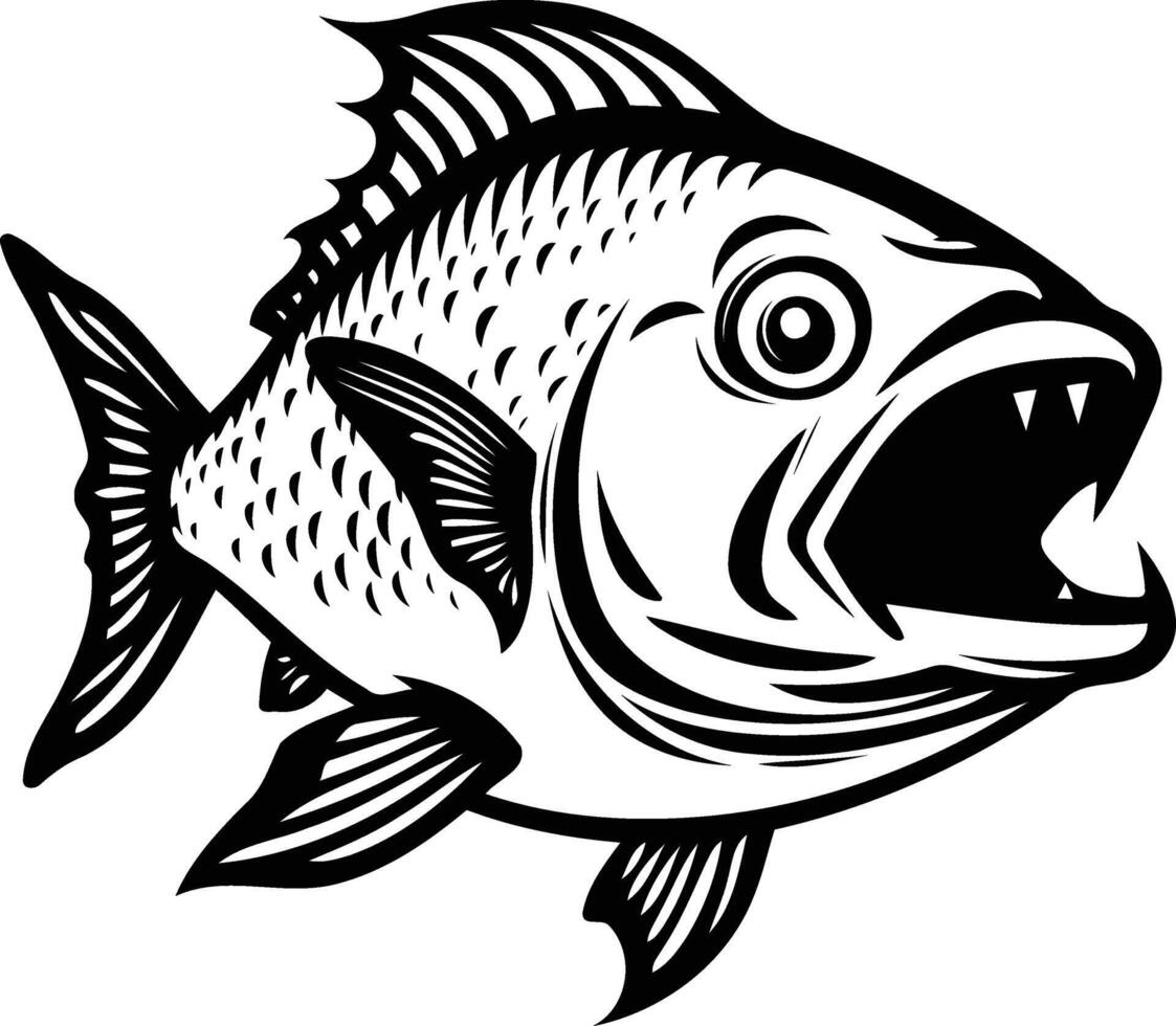 A fish with its mouth open and its mouth open vector