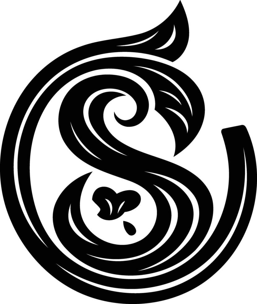 The logo for the company is a black and white image of a stylized letter s vector