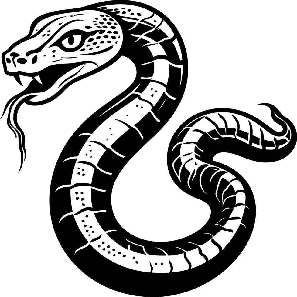 A black and white snake with its mouth open vector